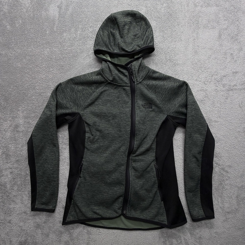 The North Face Hoodie Womens L Green Full‎ Zip Fleece Hooded